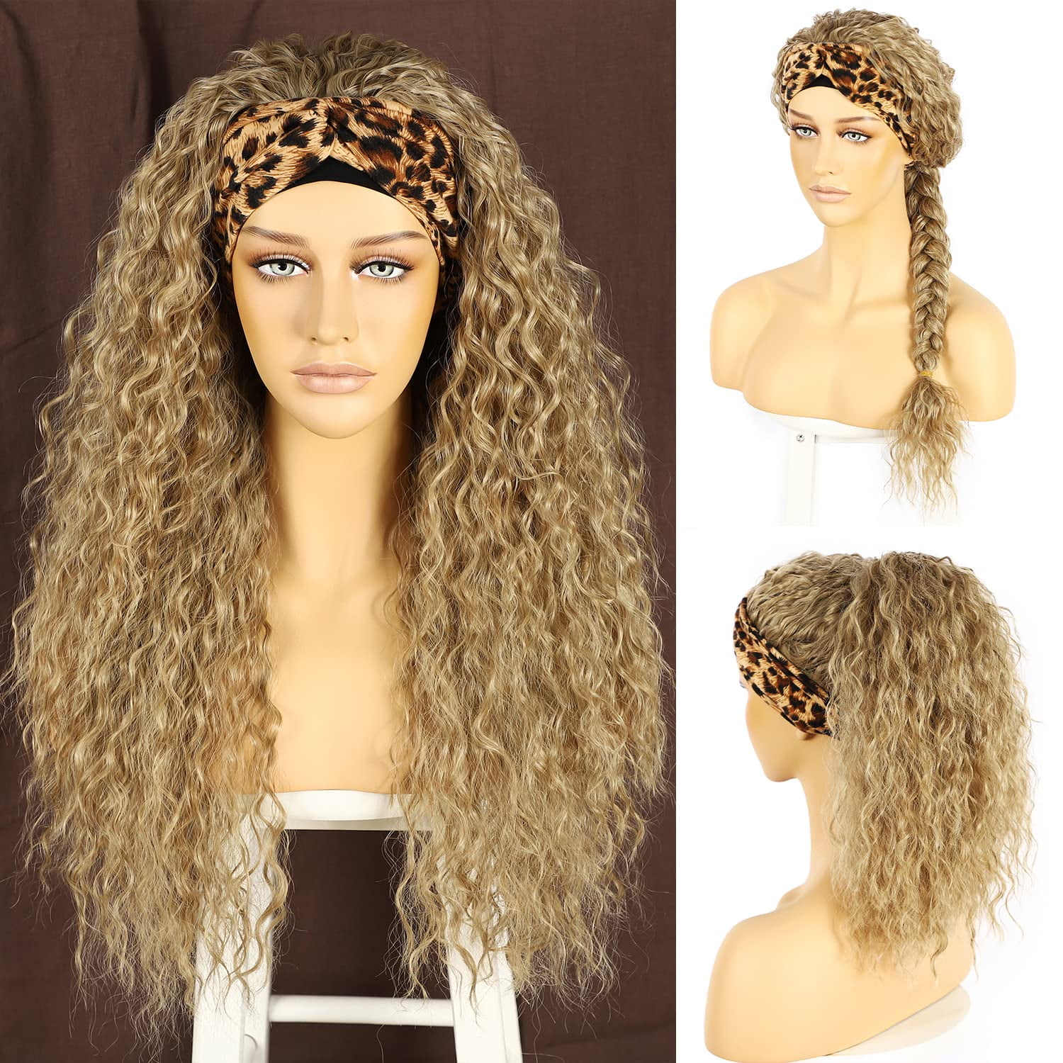 Curly Synthetic Headband Wig For Black Women Blonde Headbands Wigs
