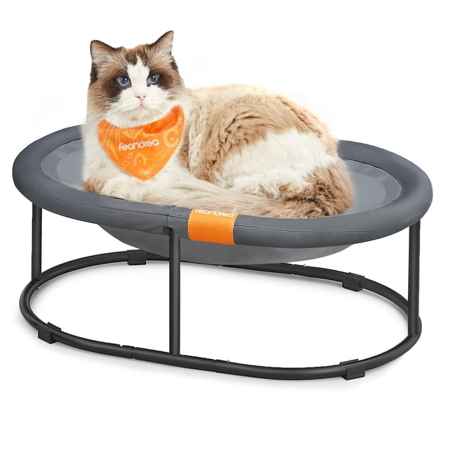 Cama elevada ovalada para gatos Feandrea 62x42x20 cm gris