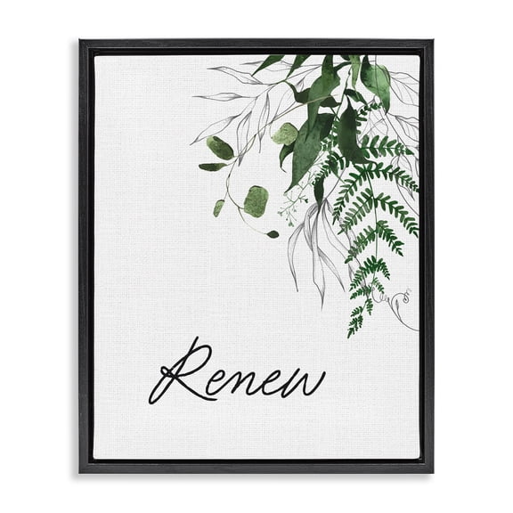 Renew Ferns & Botanicals Black Framed Floater Canvas Wall Art, design by Lettered and Lined