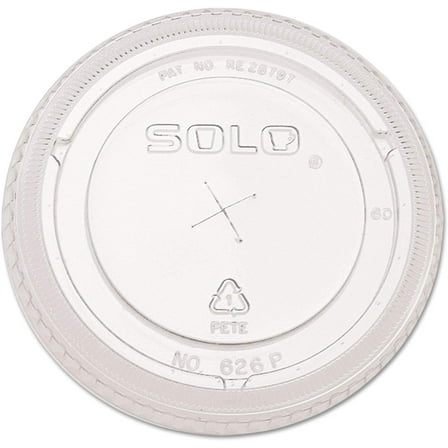 SOLO 626TSCT PETE Flat Straw-Slot Cold Cup Lids, Fits 16-24oz, 100/Pack, 10 Packs/Carton