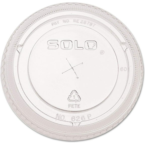 SOLO 626TSCT PETE Flat Straw-Slot Cold Cup Lids, Fits 16-24oz, 100/Pack, 10 Packs/Carton