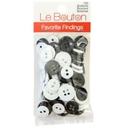 Favorite Findings Black & White Assorted Sew Thru Buttons, 130 Pieces