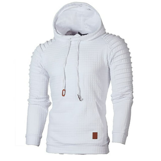 WREESH Men's Fashion Autumn And Winter Stitching Long-sleeved Hooded Sweatshirt