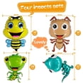 thumbnail image 2 of 4 InsectPaquete de 4 globos de papel de aluminio con diseño de animales de insectos de 18.0 in, globos de abeja, gecko, caracol y mantis para animales silvestres, suministros de de, 2 of 5