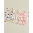 thumbnail image 3 of Cenuakty Toddler Baby Girls 2 Piece Outfits Adorable Heart Print Flying Sleeve Square Neck Tops and Shorts Set, 3 of 9