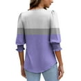 thumbnail image 3 of Womens Tops Dress Casual 3/4 Sleeve Shirts with Smocked Cuffs High Low Tops for Women Graphic Business Work Blouses, Purple, S, 3 of 7