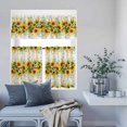 thumbnail image 6 of 3 Piece Kitchen Curtains and Valances Set Sunflower Cafe Curtains 24 Inch Length Country Botanical Yellow Green Floral Leaf Valance & Tier Curtain for Living Room Bedroom Window 54"x18"+27"x24"*2, 6 of 6