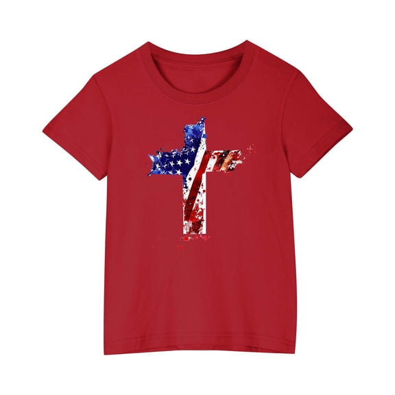 FamilyThread Kids America Flag 4th of July Shirt Toddler Kids Boys Girls Patriotic USA Shirt, Red White and Blue Tee Top