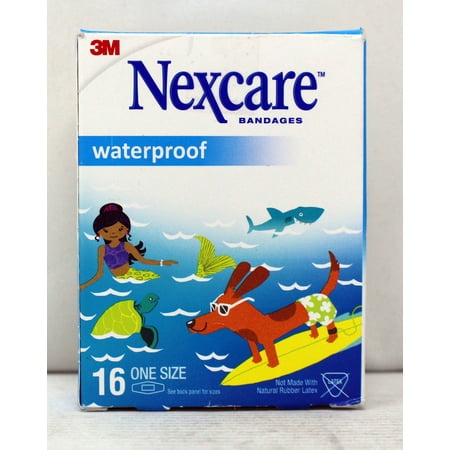 3M Nexcare Bandages Waterproof Ocean Themed 16 Count