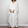 thumbnail image 6 of Luxalzxs Womens Beach Cover Up Solid Color V Neck Batwing Sleeve Swimsuit Cover Up Caftans Long Dress Plus Size Beach Kaftan Dresses, 6 of 6