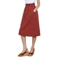 thumbnail image 4 of INSPIRE CHIC Women's Cotton Skirt Elastic Waist Casual Peasant A-Line Midi Skirts with Pockets S Dark Red, 4 of 6