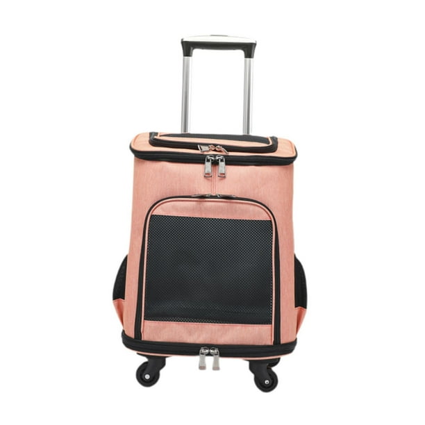 Transportín para perros con ruedas, transpirable, con ventana de ventilación de malla, multifunción, para gatos medianos Naranja
