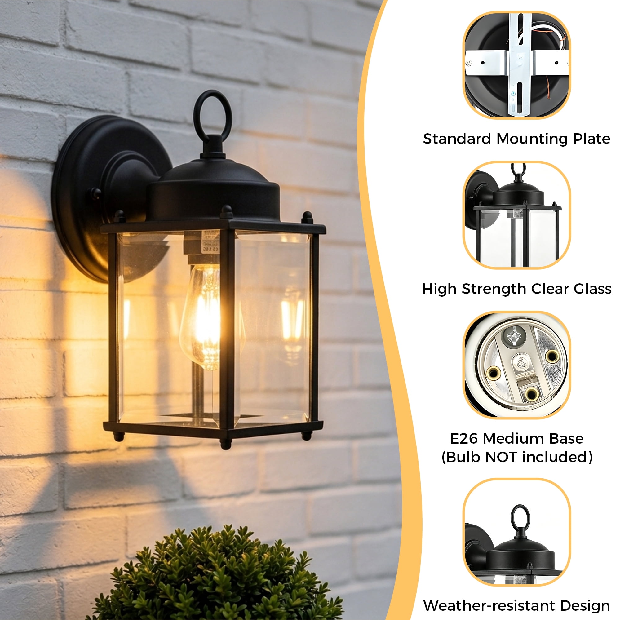 DAYBETTER Outdoor Wall Light Fixtures Wall Mounted, Waterproof Porch Sconces for Front door, Patio, Garage, Doorway, Entryway, 2 Pack