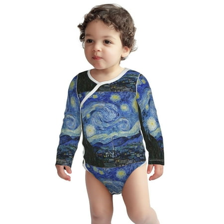 

Haiem The Starry Night Printed Unisex-Baby Long Sleeve Onesies Bodysuits Unisex Babies Snap-Up Rompers-3 Months
