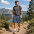thumbnail image 5 of Men’s Cargo Shorts, 100% Polyester Elastic Waist Drawstring Shorts with Multi Pockets, Loose Fit Knee Length Casual Shorts for Summer Travel Outdoor Wear, 5 of 7