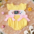 thumbnail image 2 of Baby Onesies Girl Baby Girl Outfit Infant Cartoon Embroidery Print Bowknot Fly Sleeve Gingham Romper Bodysuit Back To School, 2 of 5