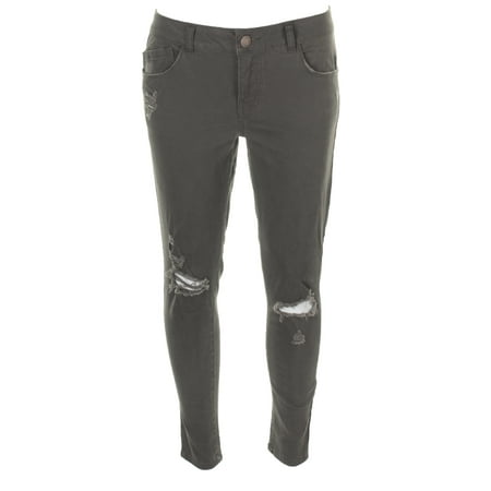- American Rag Juniors Dusty Olive Ripped Twill Pants 5