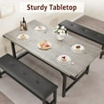 thumbnail image 6 of GAOMON 63" Dining Table Set for 4-6, Large Extendable Kitchen Table Set with 2 Upholstered Benches for 6, 3 Piece Rectangle Dining Table Set for 4 for Apartment, Saving Space, Retro Gray, 6 of 7