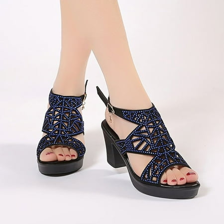 

AXXD Women Sandals Clearance 7 Summer Ladies High Heel Sandals Comfortable Round Toe Causal Sandals Shoes