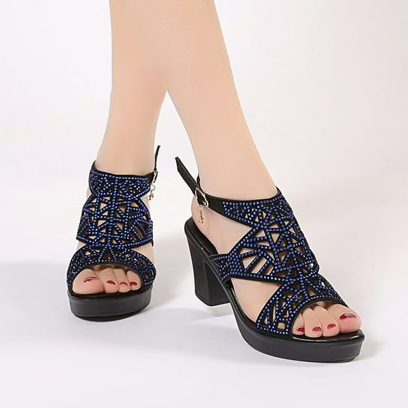 EQWLJWE Waterproof Sandals for Women Open Toe Soft Sole Ankle Strap Heels Casual Solid Color Evening Prom Dance Dress Pump Sandals for Dance Performance