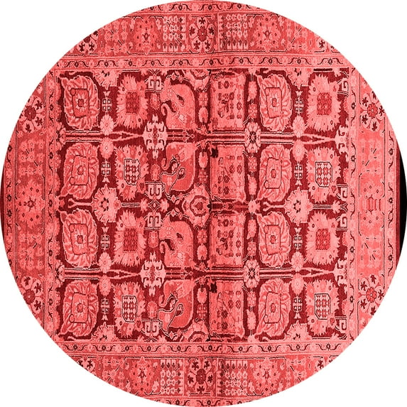 Ahgly Company Indoor Round Oriental Red Industrial Area Rugs, 7' Round