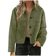 thumbnail image 2 of Delayuji Faux Suede Jacket For Women Lapel Casual Button Down Cropped Jacket Long Sleeve Outerwear Coats Work Clothes, 2 of 6