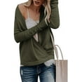 thumbnail image 2 of Women Long Sleeve Deep V Neck Knit Sweater Wrap Front Loose Tops Pullover Jumpers for Women, 2 of 5