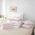 thumbnail image 2 of Pink Bowknot 7 Piece Comforter Set Queen Bow Knot Bedding Butterfly Knot Bow Tie Sheet Set Bed in A Bag Aesthetic Coquette Bedroom Decor Geometric Cartoon Duvet Insert, 2 of 5
