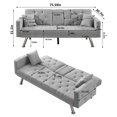 thumbnail image 5 of Aukfa 75" Tufted Futon Convertible Sofa Bed, Arm Couch for Home Office, 2 Cup Holders&Pillows, Gray, 5 of 9
