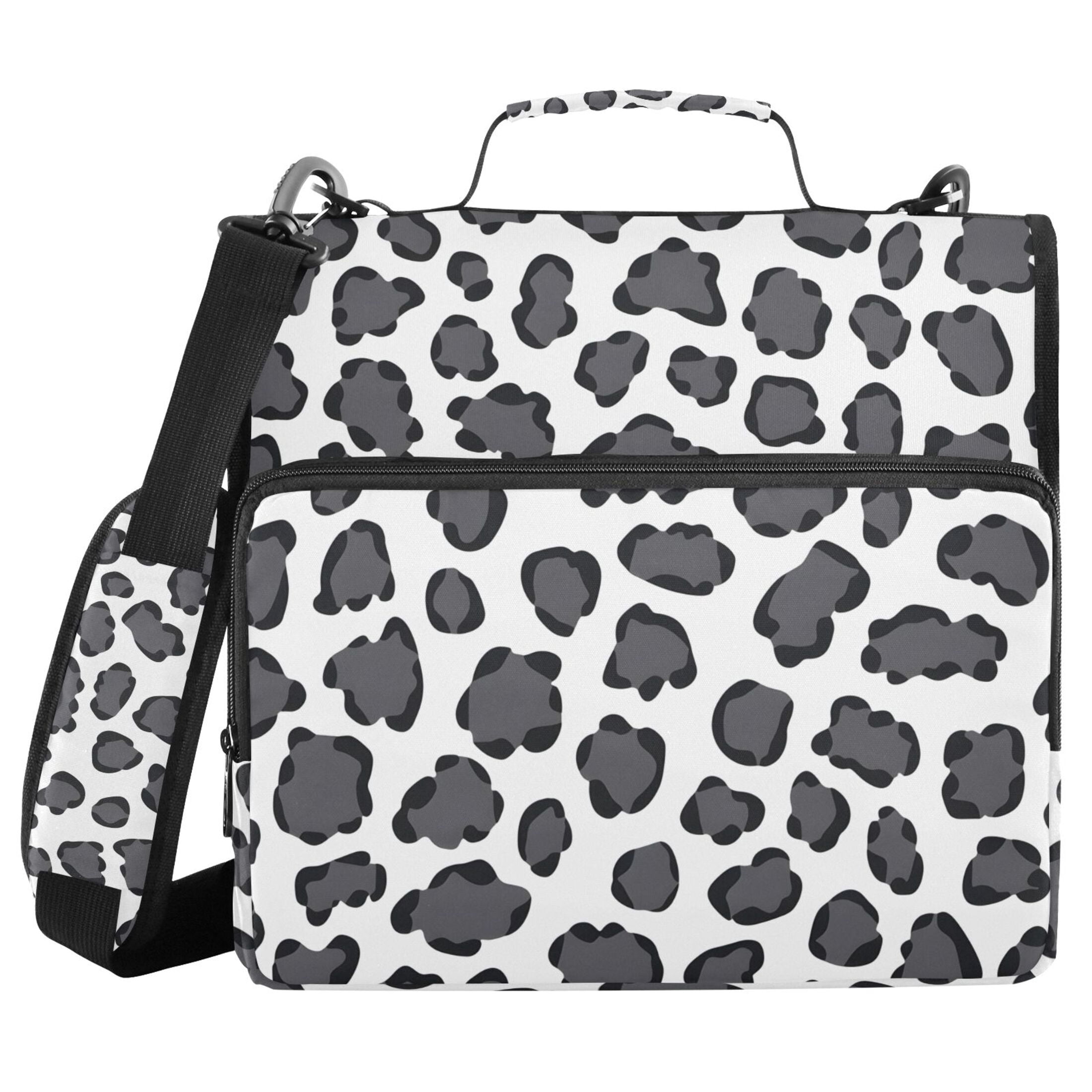 ALAZA Zipper Binder Gray Leopard 3 Ring Trapper Keeper File Folder Organizer Bag