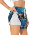 thumbnail image 3 of Lsque Watercolor Turtle Printed Women's Running Shorts with Liner Pockets,Elastic Quick Dry Workout Athletic Gym Yoga Shorts,Womens High Waist Shorts-Large, 3 of 9