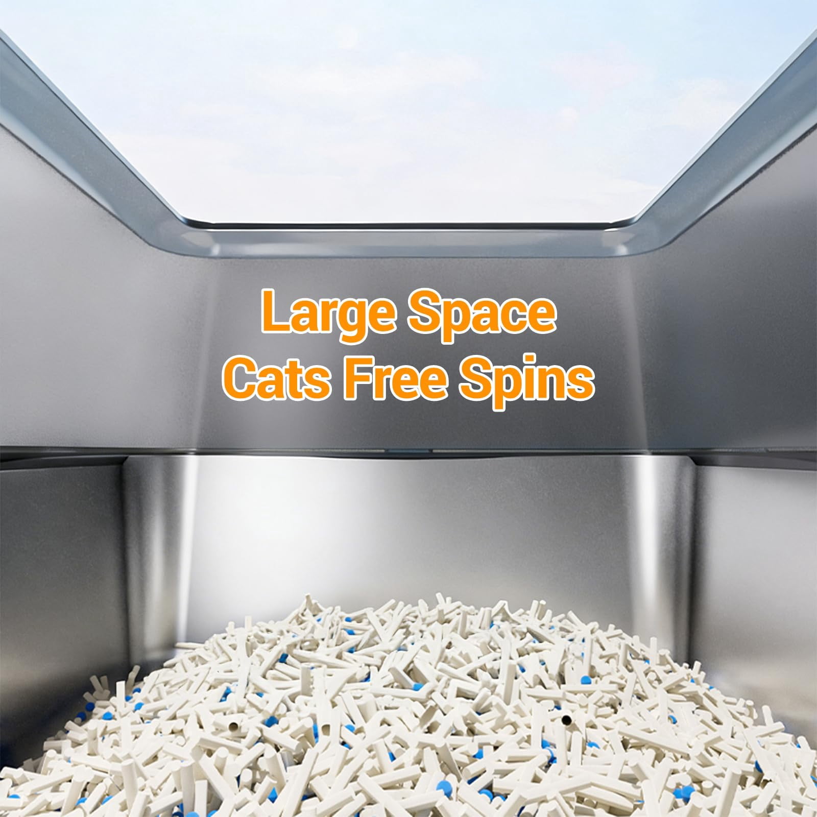 Stainless Steel Cat Litter Box with Lid and Scoop 60x40x31.5CM, Easy to Clean Cat Litter Trays, High Sided, Non-Stick, Leak-Proof Metal Cat Litter Box for Cats,Grey
