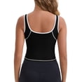 thumbnail image 3 of INSPIRE CHIC Women's Wide Straps U-Neck with Padded Push Up Camisole Elastic Tight Colorblock Cropped Workout Tank S Black, 3 of 6