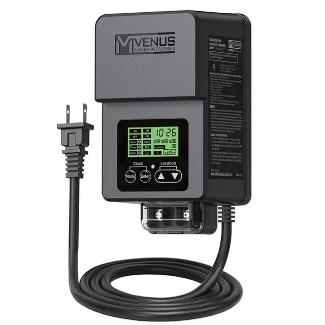 120W Low Voltage Transformer with Timer & Sensor, 1215V AC Power for