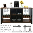 Vintage Wine Coffee Bar with Storage Rack, Independent Wine Rack Table, Wine