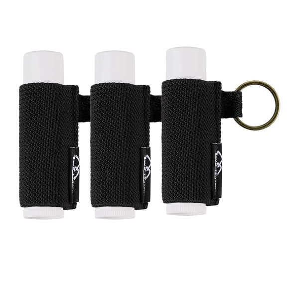 WK IEASON Llavero con soporte para bálsamo labial con clip, funda elástica de punto apretado, no funda de neopreno (negro x 3)