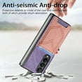 thumbnail image 2 of Back Case Compatible with Samsung Galaxy Z Fold 3, Classic Card Slot Back Anti-Scratch Support Magnetic Car Mount PU Leather + Denim + TPU Phone Case Cover for Samsung Galaxy Z Fold 3, Purple, 2 of 7