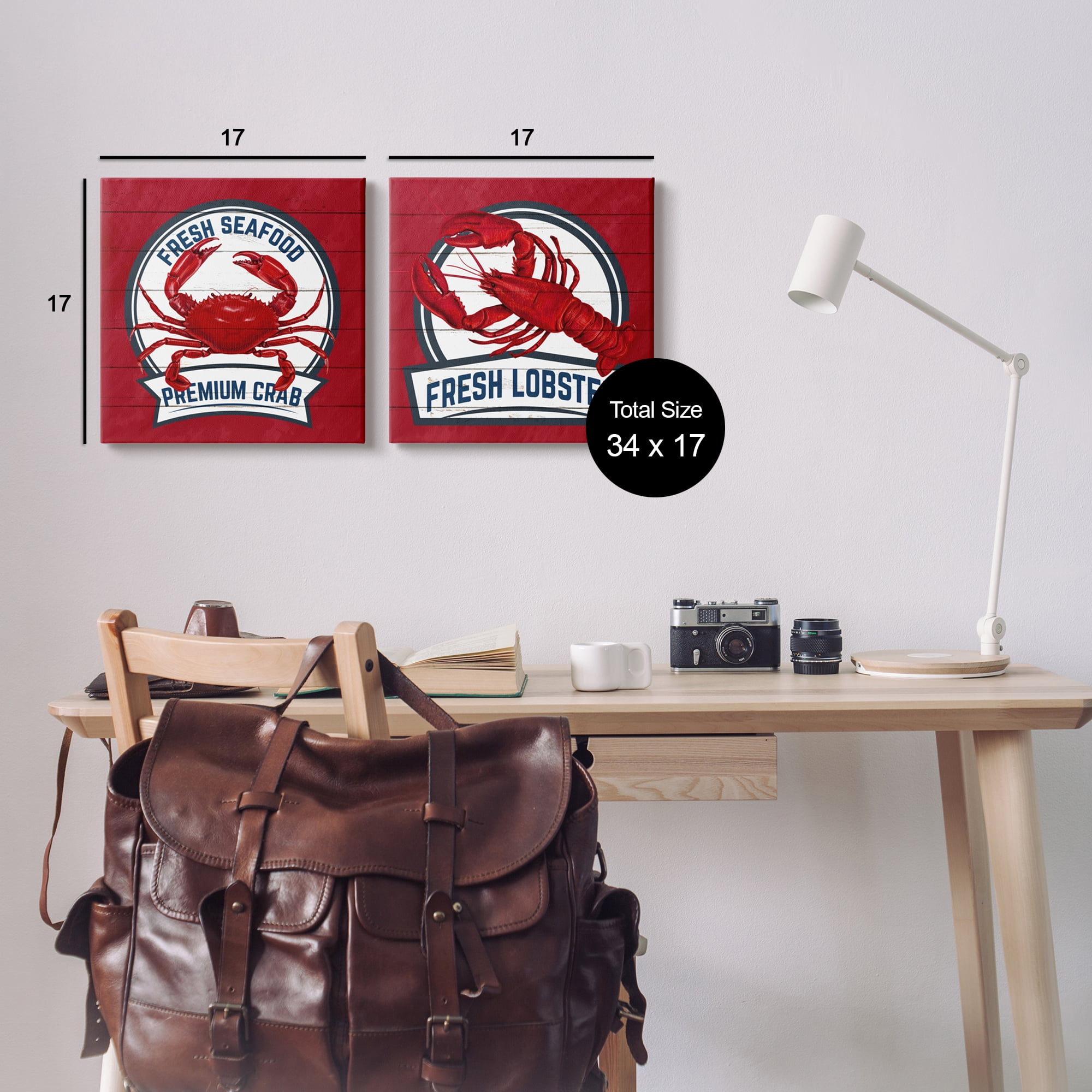 Stupell Industries Fresh Crab & Lobster Animals & Insects Painting Gallery Wrapped Canvas Print Wall Art, 17 x 17, Set of 2