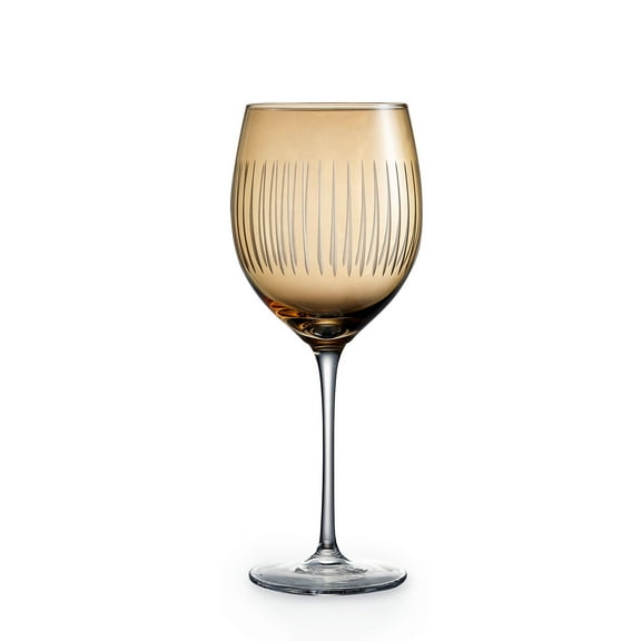 Rainbow Glow Amber Colored Wine Glasses with Stems 16 Ounces, Set of 4