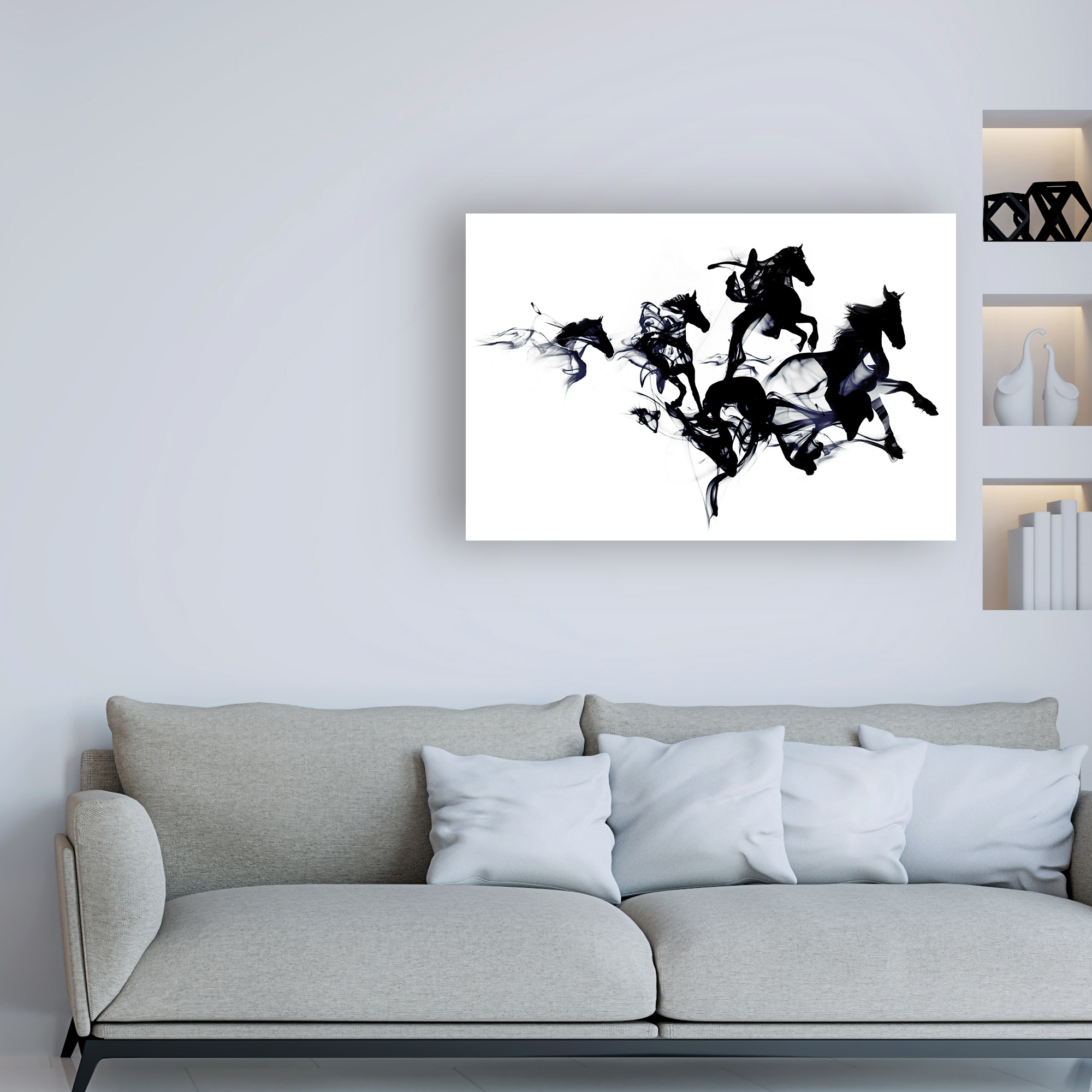 Trademark Fine Art 'Black Horses Abstract' Canvas Art by Robert Farka