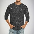 thumbnail image 2 of Camisas de Lino para Hombres Impresión Cuello Redondo Casual 3/4 Manga Blusa, Mezcla de Lino de Algodón para Primavera Verano Ocio Y Tops Diarios, 2 of 9