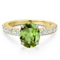 thumbnail image 3 of Gem Stone King 14K Two Tone Gold Green Peridot and Lab Grown Diamond Engagement Ring for Women | 3.45 Cttw | Oval 10X8MM | Gemstone August Birthstone | Size 5, 3 of 6