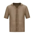 thumbnail image 4 of Men's Mesh See-Through Short Sleeve Button Shirt Beach Vacation Shirt Party Knit Breathable Top, 4 of 5
