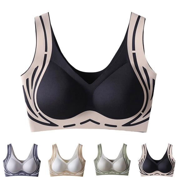 Wutalume Women's Plus Size Sports Bras - Wirefree Fixed Cup Bra, Breathable Running Bra for Gym and Everyday Wear,Black 34