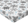 thumbnail image 2 of Ambesonne Snowflake Fitted Sheet 2 Pcs Set, Lace Style Winter, King, Blue Black White, 2 of 3
