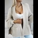 thumbnail image 5 of Suéter Tipo Cárdigan para Mujer, Moda de Otoño e Invierno, Informal, de Larga, de Punto, de Gran Tamaño. Gris M, 5 of 10