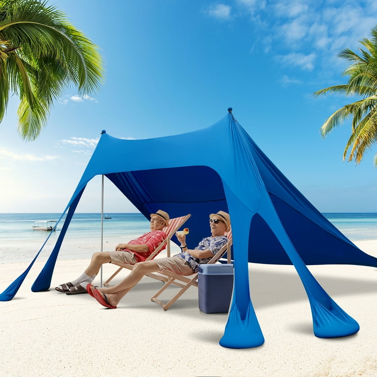 Beach Canopy Tent Sun Shelter, VECUKTY 10x10 Ft Camping Sun Shade for Beach  with UPF 50+ Protection,Turquoise 