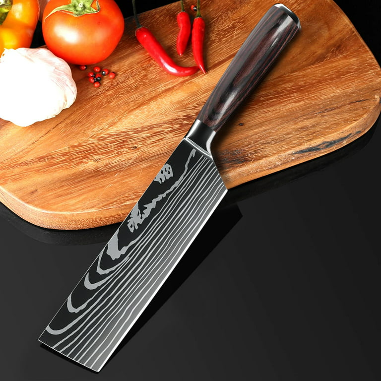 Linoroso 8 inch Chef Knife Sharp Forged German Carbon Stainless Steel Kitchen Knife with Elegant Gift Box, Black