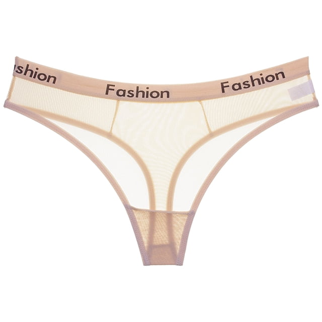 WILLBEST sous-Vêtements en Coton pour Femmes, Culottes en Filet Transparent Imprimé Lettres Taille Basse Sans Couture String