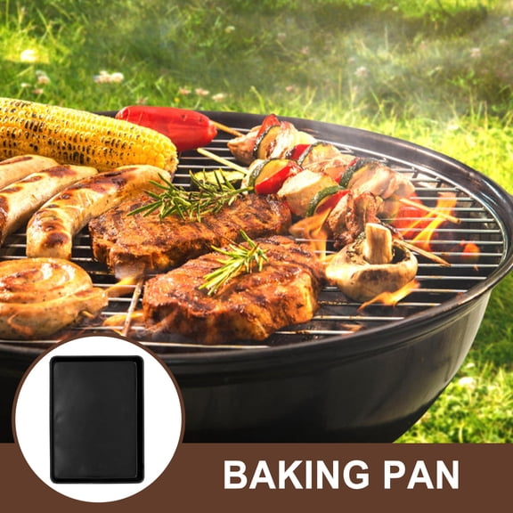 BESTYASH Black Aluminum Alloy Baking Tray for Oven and Kitchen Use, Non-Stick Multi-Purpose Cooking Pan